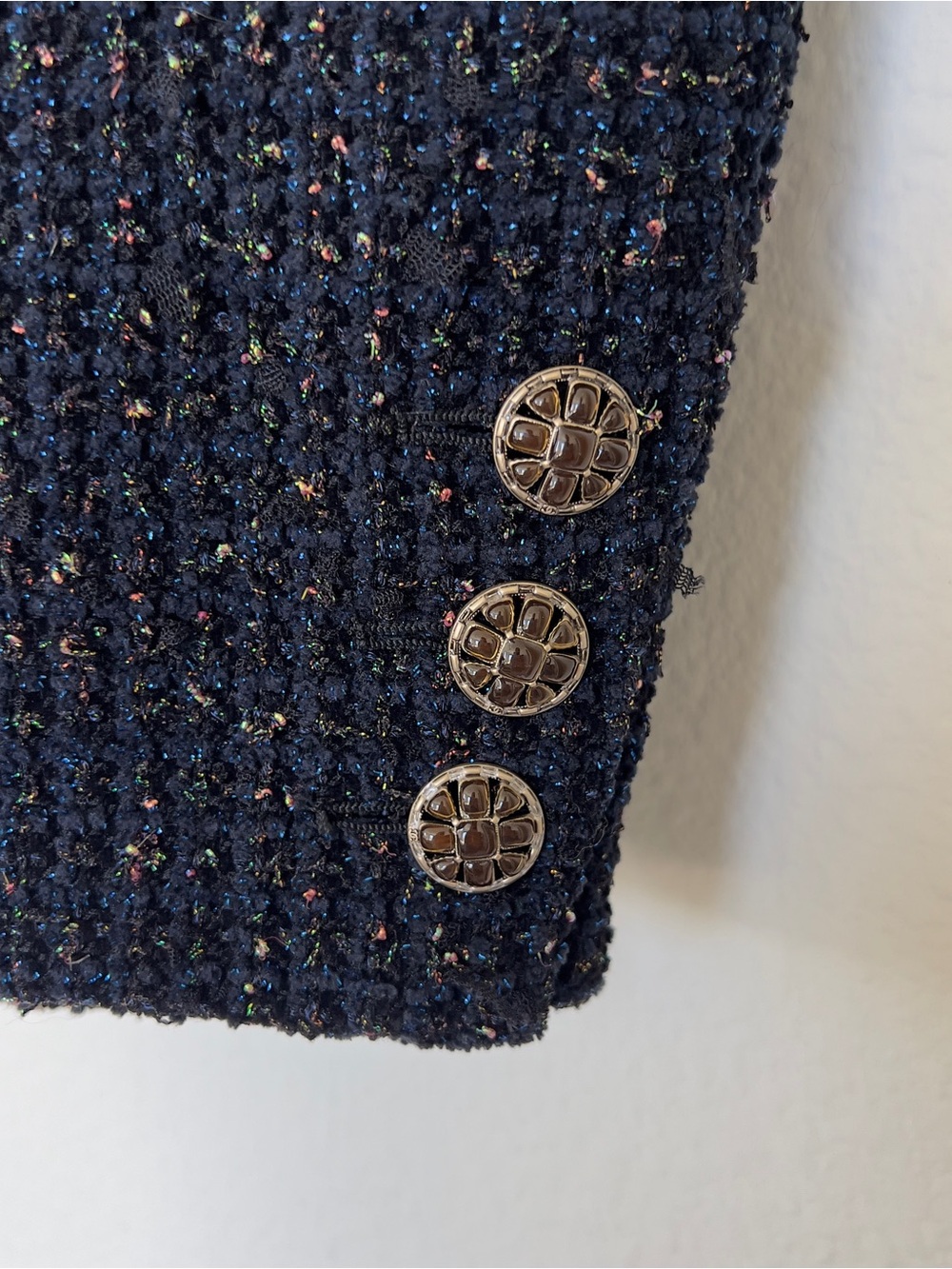 Chanel 19A NYC Egypt Wool Tweed Gripoix Blazer Jacket Navy Blue Green Pink NWT - Picture 11 of 16